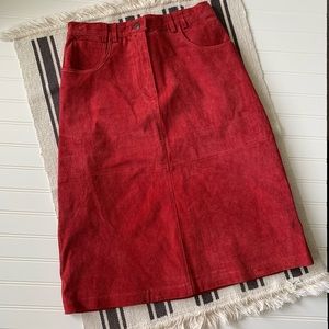 Red Leather skirt size XS EUC modest  Denim & Co.